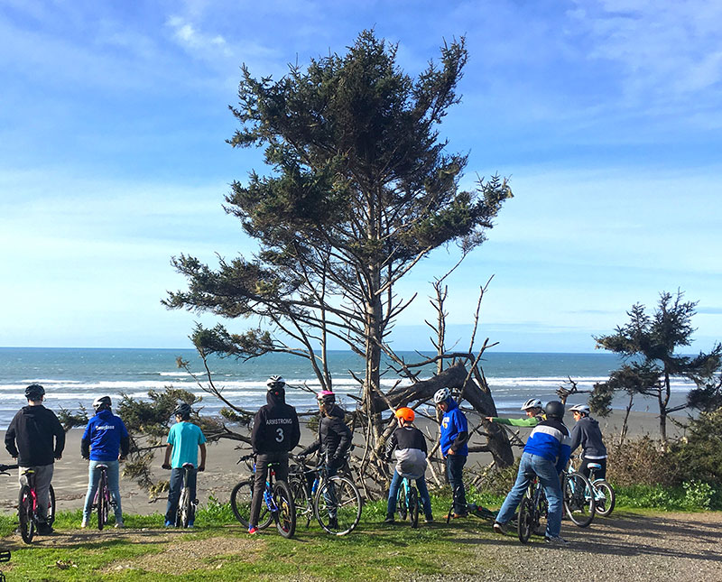 Cyclists on Clam Beach trail