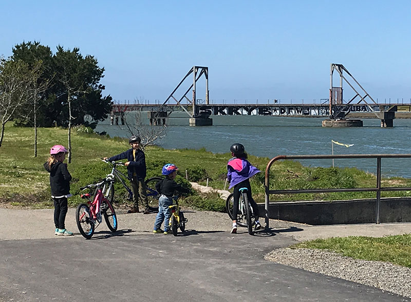 Cyclists on the Eureka Waterfront